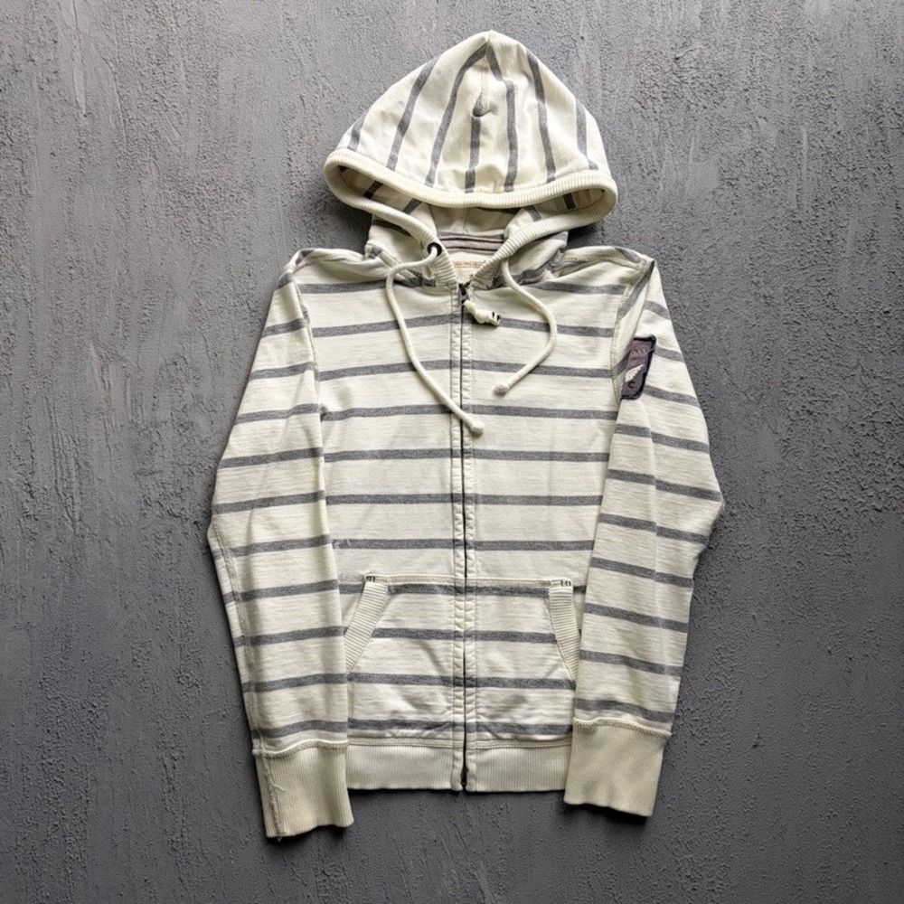 Vintage American Eagle Zip Up Hoodie XS White 2000s Y2K